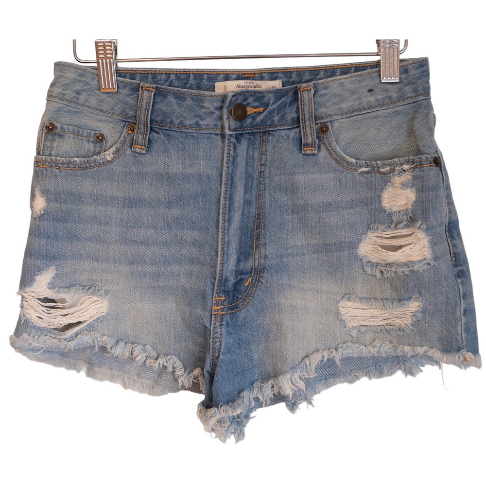 Women's Abercrombie & Fitch Blue Denim Light Wash Casual Jean Shorts Size 25 / 0
